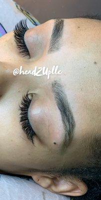 Eyelash extensions and brow shaping