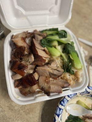 I ordered the roast crispy pork over rice, but the pork wasn't crispy at all.