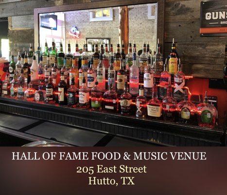 Hall of fame food and music venue in downtown Hutto Texas.