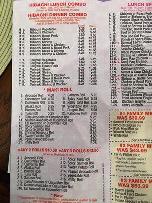 Here is their sushi menu.