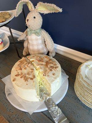 Three layer Lemon Cannoli Cake at Easter