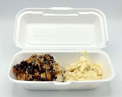 Delivery! Teriyaki chicken + potato salad side