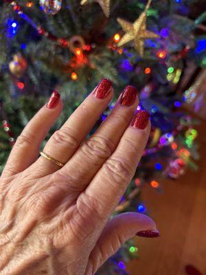 Sparkly red nails for Christmas!