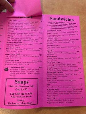 Salad & Sandwich Menu