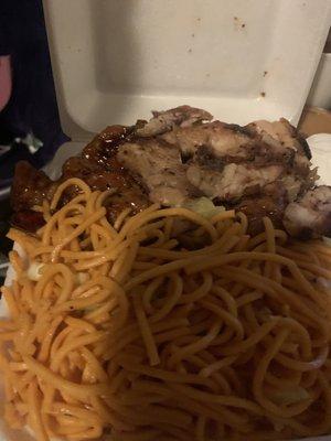 Teriyaki and orange chicken