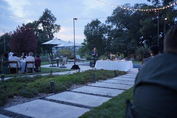 a light on the head table and cake table were very helpful as it got darker at night.