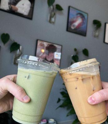 Matcha and latte