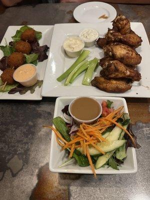 Wings, havarti sticks, side salad