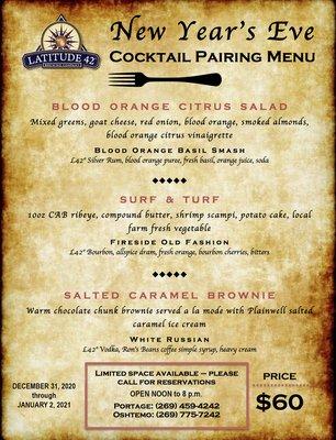 new years eve menu latitude 42 portage oshtemo