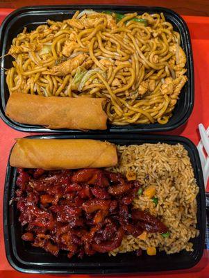 Boneless spare ribs and chicken lo mein