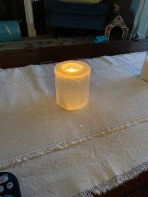 Selenite candle holder