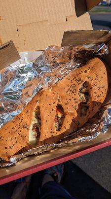 Wrap (aka calzone or stromboli) with 3 fillings $9.50 +tax