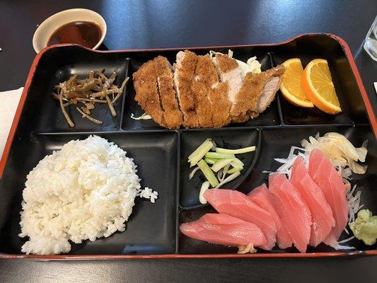 combination katsu and tuna sashimi