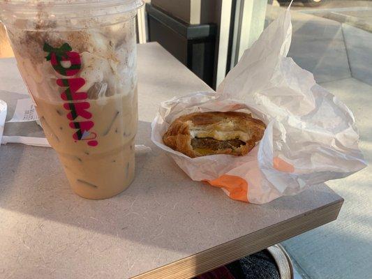 Iced Latte , Sausage Egg And Cheese