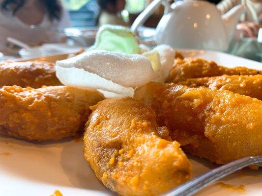 fried pumpkin with eggyolk sauce