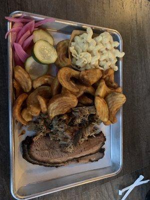 Pulled Pork & Brisket Platter w/ Mac n Cheese and Sidewinder Fries