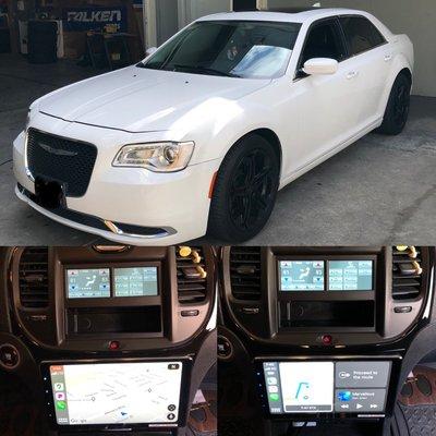 Pioneer DMH-WT76NEX floating screen installed in Chrysler 300 with double din Scosche conversion kit.