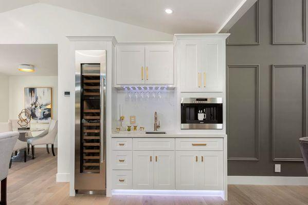 Coffee bar done in our white shaker cabinets!