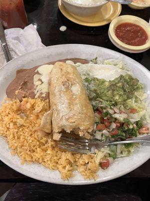 "Fajita" Chimichanga, no onions or peppers in it. Gotta ask for it