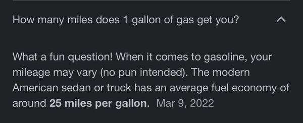 Google facts on gas