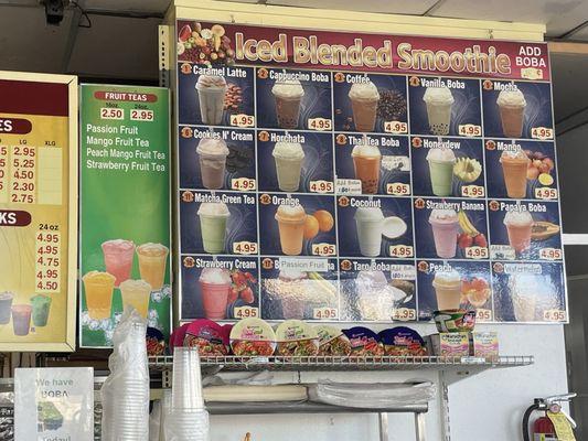 Smoothie and Fruit Tea Menu