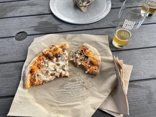 Pizza from the truck and tasty beer