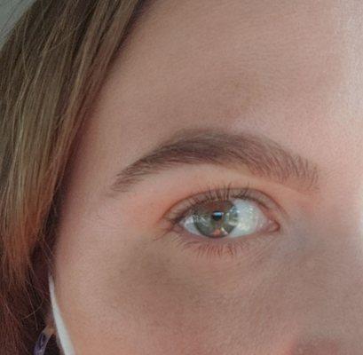 After brow tinting + shaping by Kelly