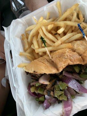 Philly cheese steak sandwich