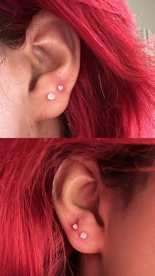 Double lobe piercing