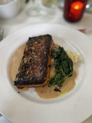 Vegetable Meatloaf with Mashed Potatoes and Wilted Greens