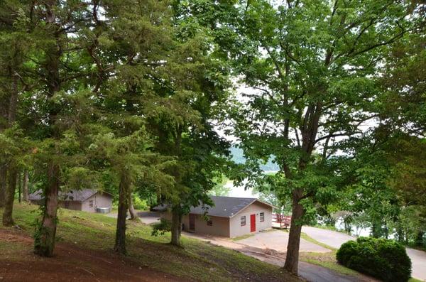 Our cabins are located throughout our wooded property. Her you can see our 3-bedroom cabins Willow and Daisy.