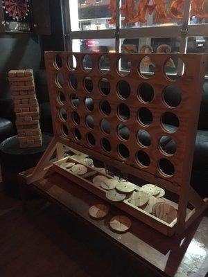 Large Jenga game, Dart and a giant Connect Four game.