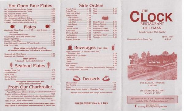 Front of menu