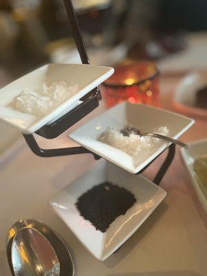 finishing salts (from Spain, Australia, and Hawaii)