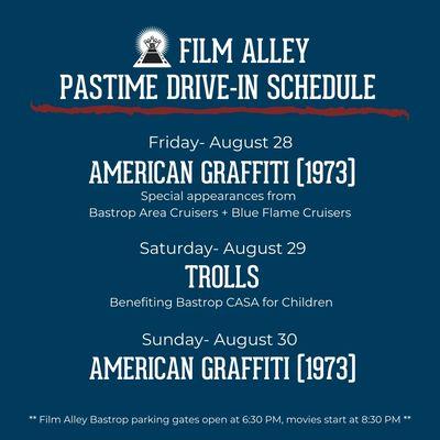 FILM ALLEY BASTROP is popping up a DRIVE-IN! This weekend come SEE American Graffiti and Trolls from the safety of your car.