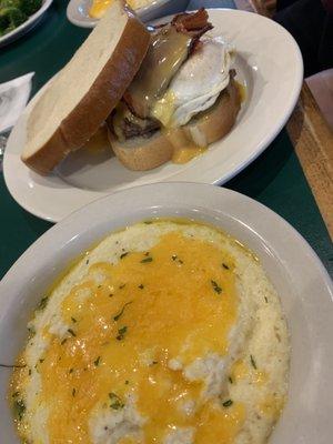 Breakfast sandwich with cheese grits