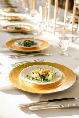 Our wedding reception dinner was catered by Affairs to Remember. Thank you, Saffold Barksdale! Photo by Leigh Wolfe Photography.