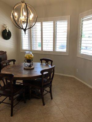 Kitchen nook shutters with hidden tilt