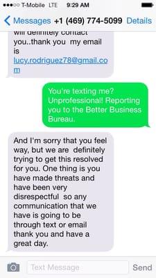 Susi Rodriguez supposedly the director of operations unprofessionally texted me after our second conversation.