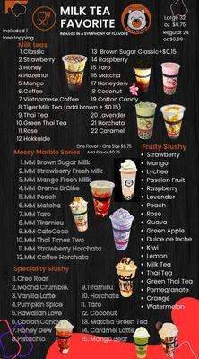 New Menu Milk Tea. 
Price included 1 topping.