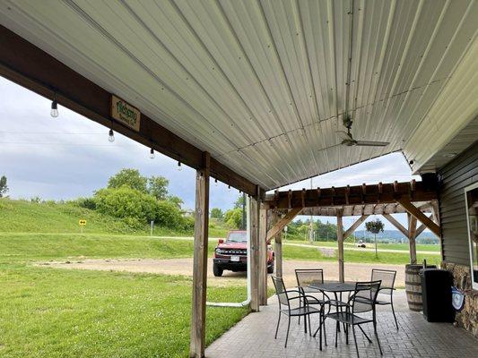 Outside area-we enjoyed the roof as weather was questionable and we had our dog with us