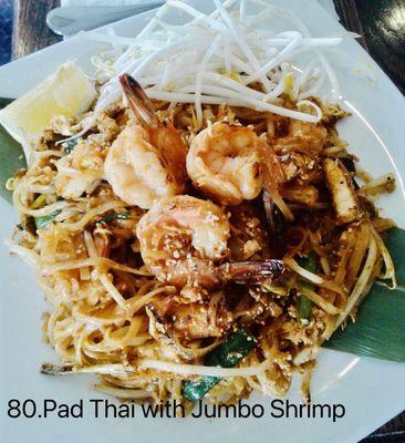 79. Pad Thai noodles with jumbo shrimp