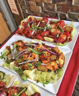 Paneer Tikka, Chilli Chicken (top)