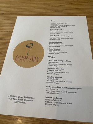 Wine menu. Awesome selection of wines.