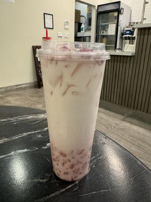 Strawberry Milk with Agar Boba