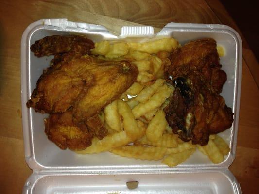 Half of the chicken and fries meal..$5 a steal!