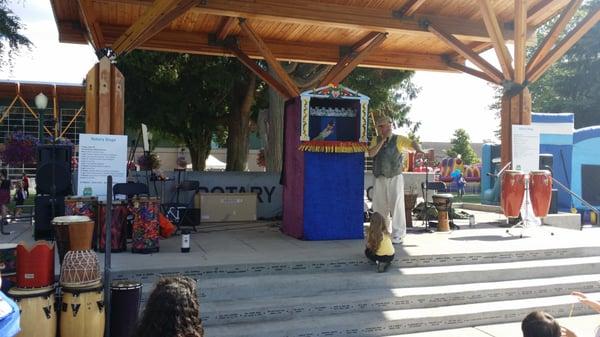 Kiddie puppet show on the Rotery stage  during the first day of the Meeker Days festival.