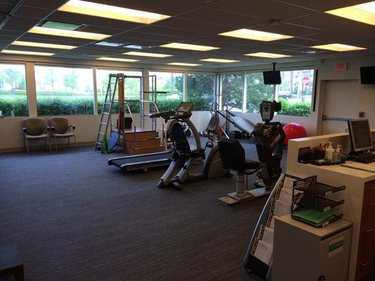 View of physical therapy from checkout