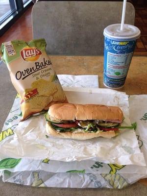 Ham & Turkey on Italian, with chips and a drink. I know it's just Subway, but I love the consistency from one to the next.