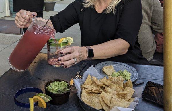 Red Sangria with fresh tortilla chips and House-Made Chunky Guac*